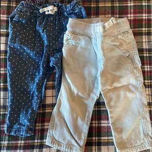 (2) GUC baby gap pants. Polka dots and railroad stripes. Size 12-18 months